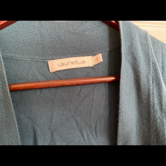 LAURA Plus Size 2X Pretty Green Open Cardigan - Picture 2 of 2